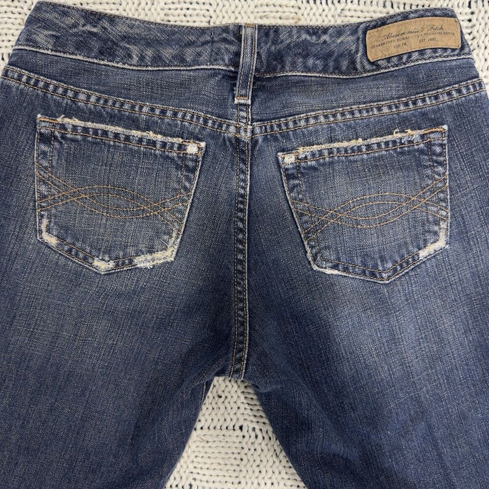 VTG Y2K Abercrombie & Fitch Womens 0S Low Rise Bootcut Jeans Distressed Cotton - Picture 7 of 12